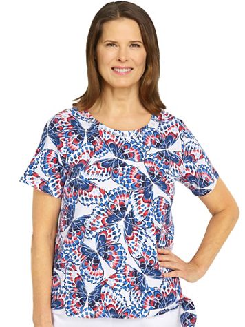 Alfred Dunner® Land Of The Free Butterfly Tie Hem Top - Image 2 of 2
