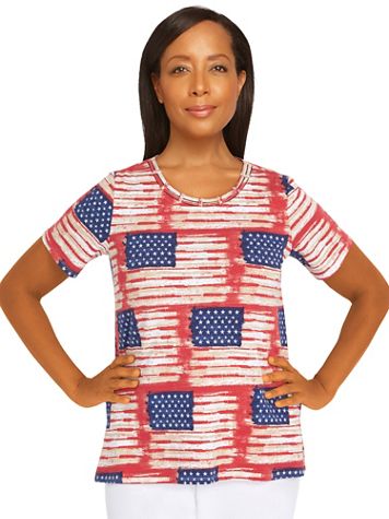 Alfred Dunner® Land Of The Free Double Strap Flag Print Top - Image 2 of 2