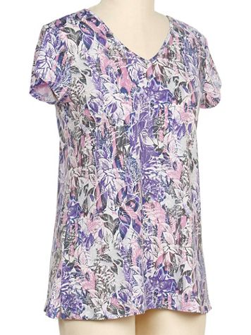 Southern Lady Color Boost Cap Sleeve Print Top - Image 1 of 1