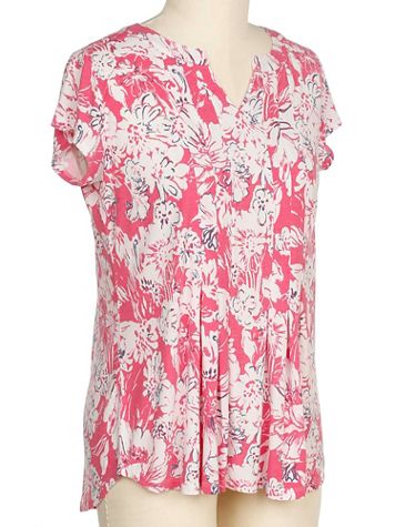 N Touch Indigo Phase Cap Sleeve Print Floral Top - Image 2 of 2