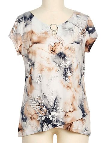 N Touch Separate Tops Cap Sleeve Mabel Print Top - Image 1 of 1