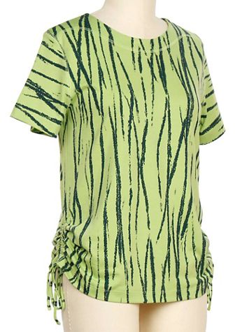 Links Animalistic Short Sleeve Screen Prt Tie Top - Image 1 of 1