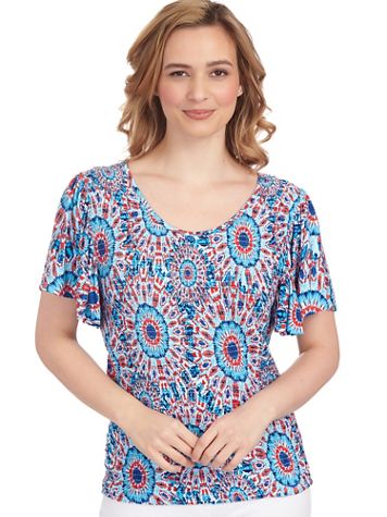 Ruby Rd® Azure Dream Smocked Texture Top - Image 2 of 2