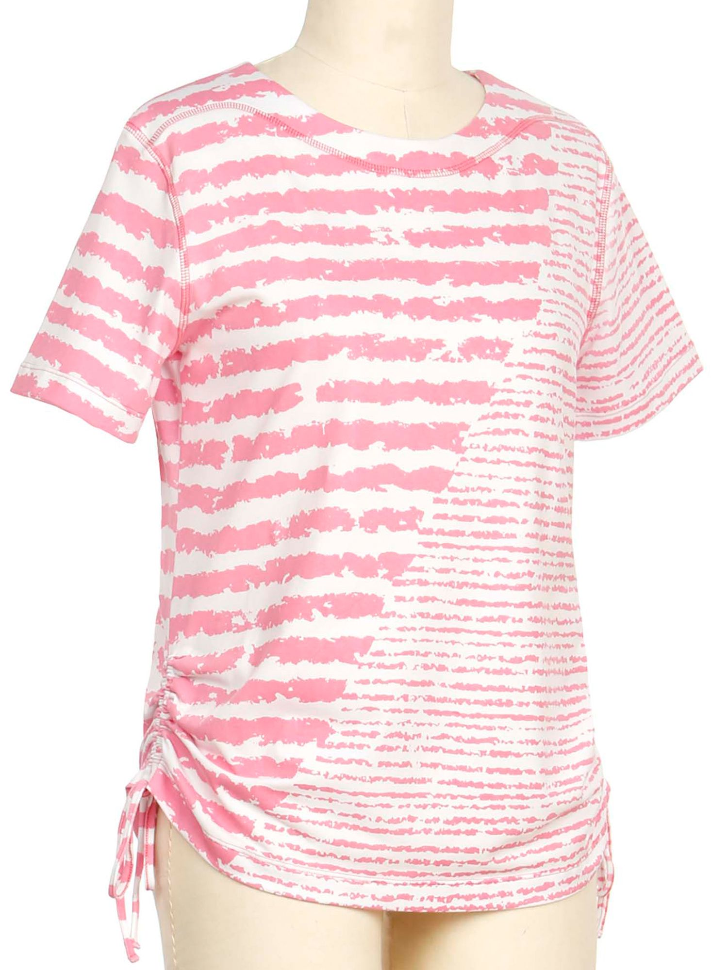Southern Lady Vacation Perfect Short Sleeve Screen Print Stripe Top