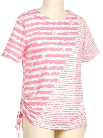 Southern Lady Vacation Perfect Short Sleeve Screen Print Stripe Top - Image 2 of 2