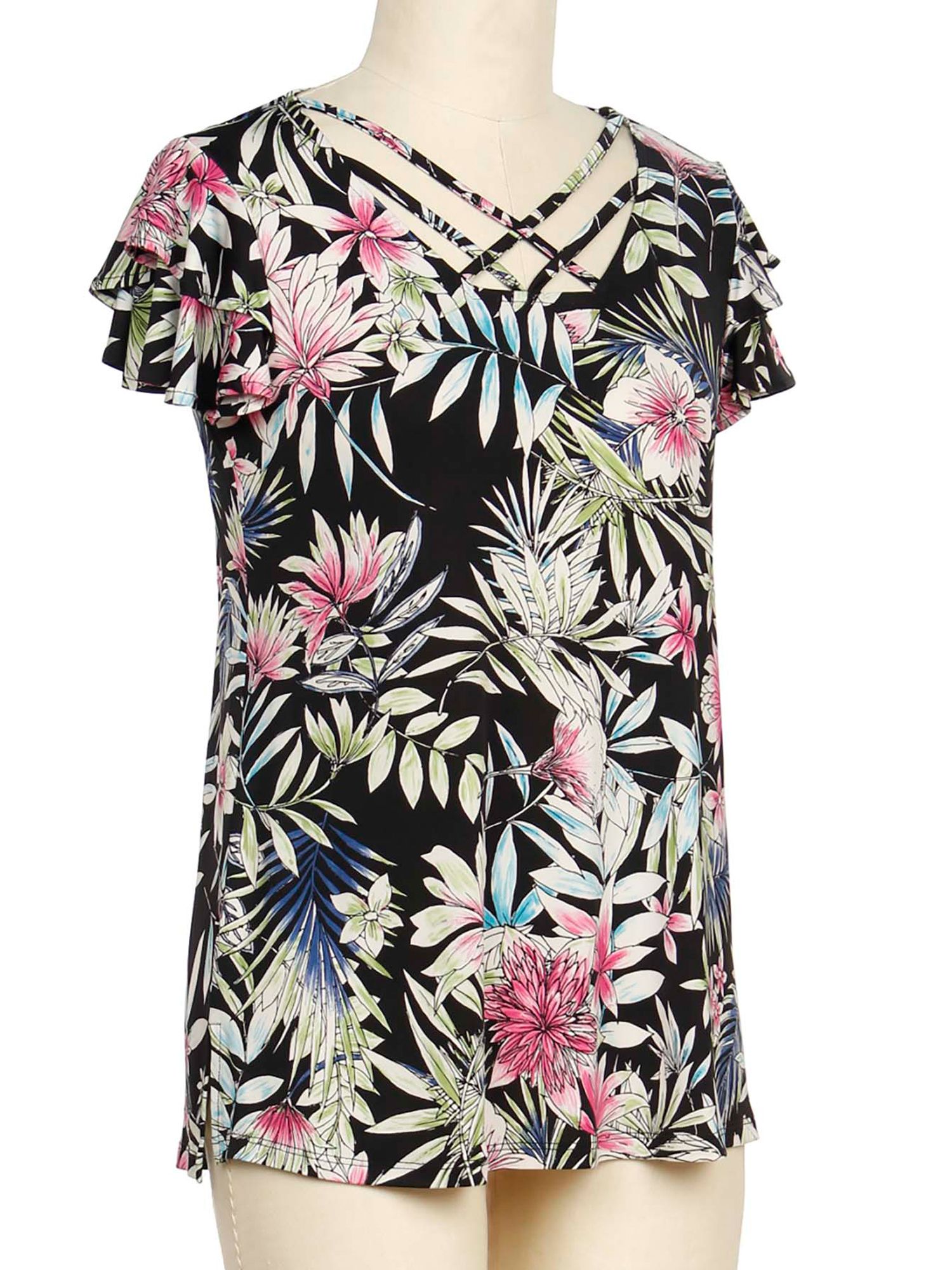 N Touch Short Sleeve Calee Print Top