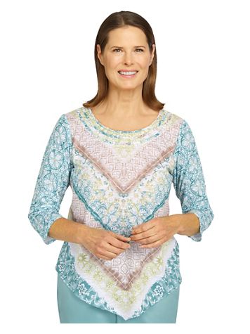 Alfred Dunner® Coconut Grove Chevron 3/4 Sleeve Top - Image 5 of 5