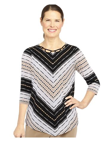 Alfred Dunner® Marrakech Texture Chevron 3/4 Sleeve Top - Image 5 of 5