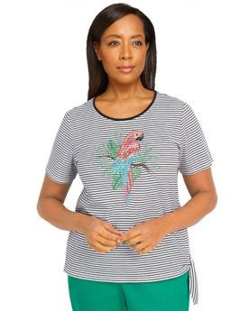 Alfred Dunner® Island Vibes Center Parrot Stripe Top