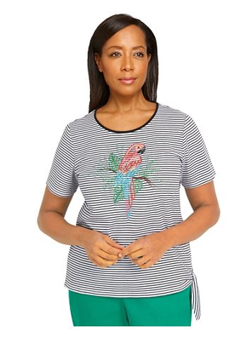 Alfred Dunner® Island Vibes Center Parrot Stripe Top - Image 5 of 5