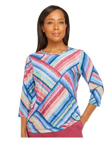 Alfred Dunner® Scenic Drive Spliced Stripe Top - Image 1 of 4