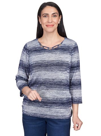 Alfred Dunner® Autumn Weekend Space Dye Biadere Ruched Side Top - Image 5 of 5