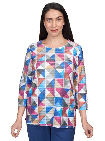 Alfred Dunner® Chelsea Market Box Print Mini Ruffle Top - Image 5 of 5