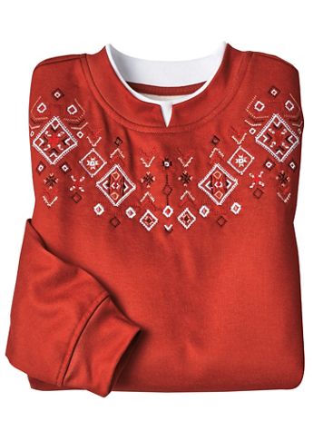 Haband Women’s Embroidered Fleece Sweatshirt - Image 1 of 6