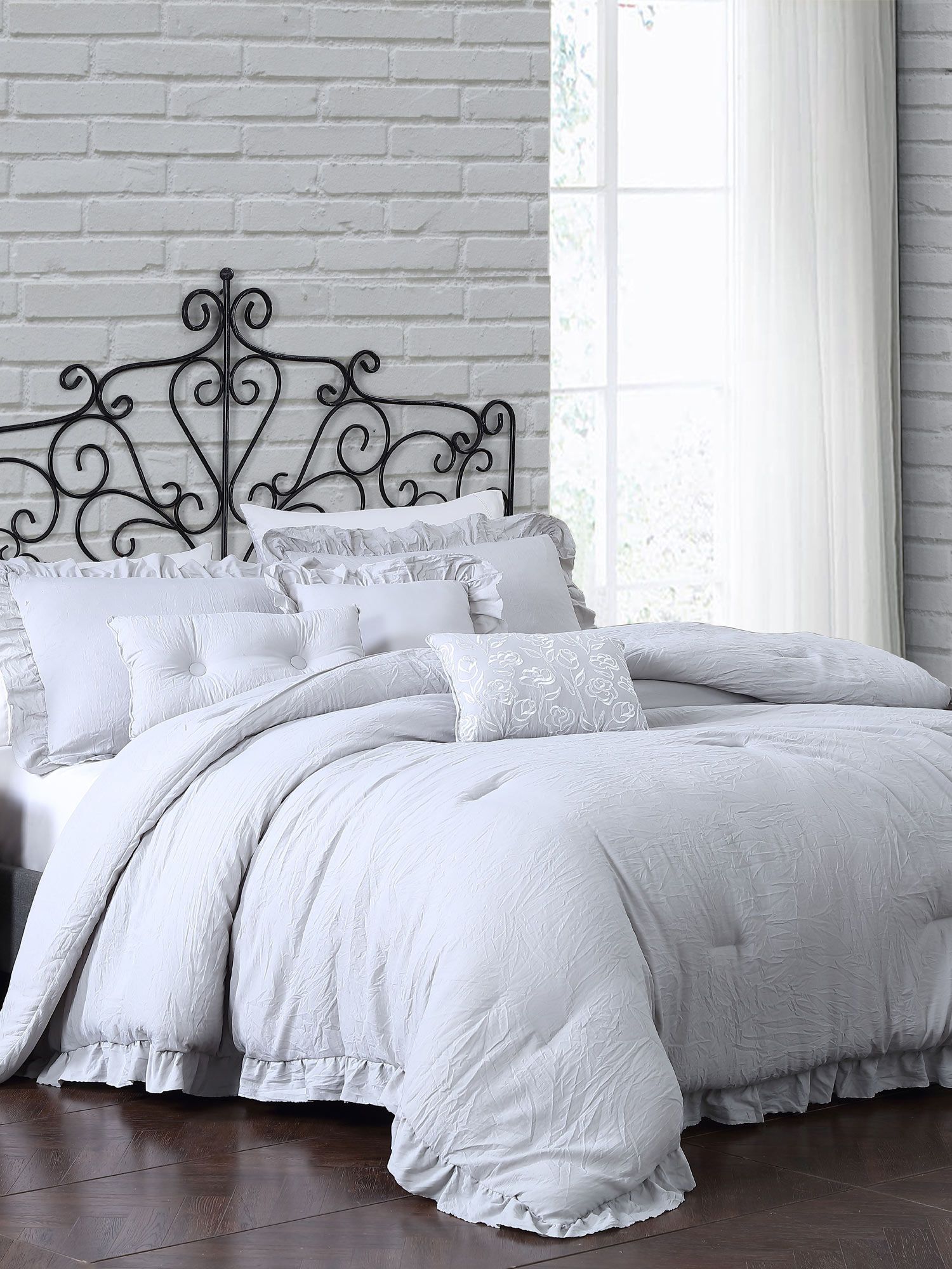 Davina 6pc Enzyme Wash Ruffled Comforter Set