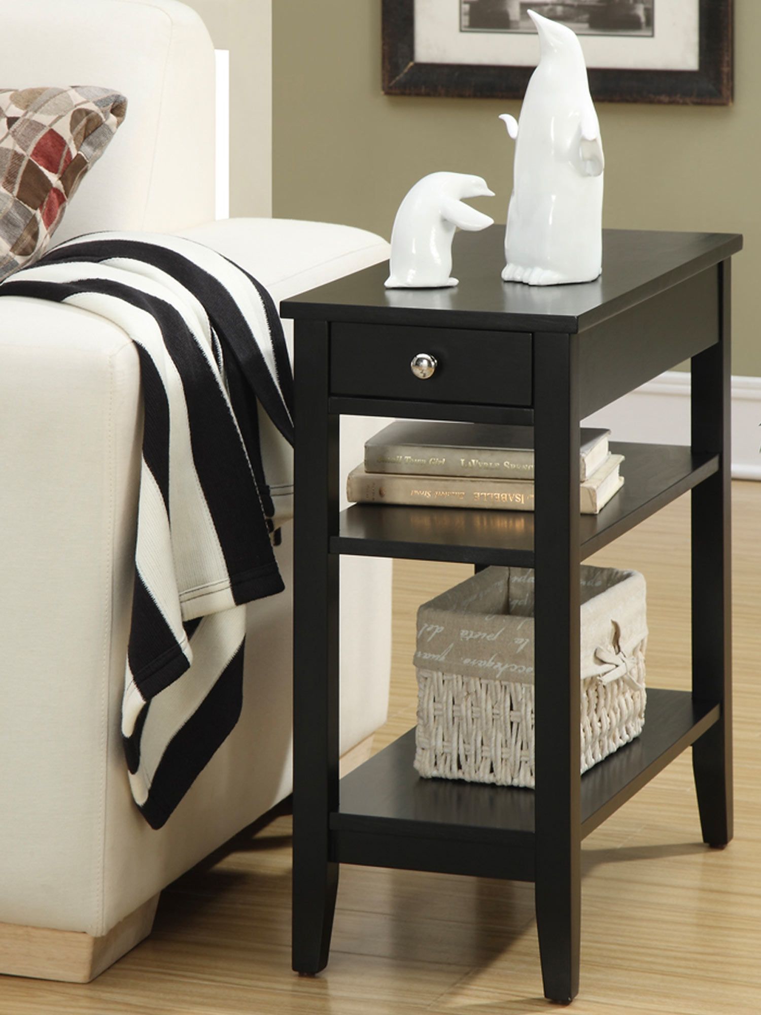 American Heritage 1 Drawer Chairside End Table with Shelves