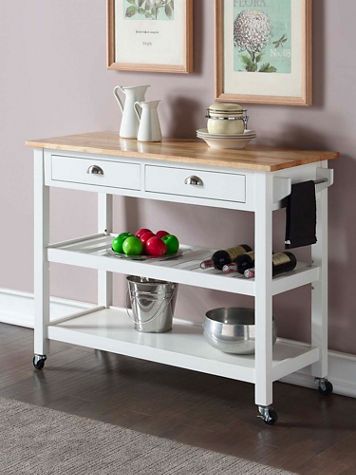 American Heritage 3 Tier Butcher Block Kitchen Cart with Drawers - Image 1 of 5