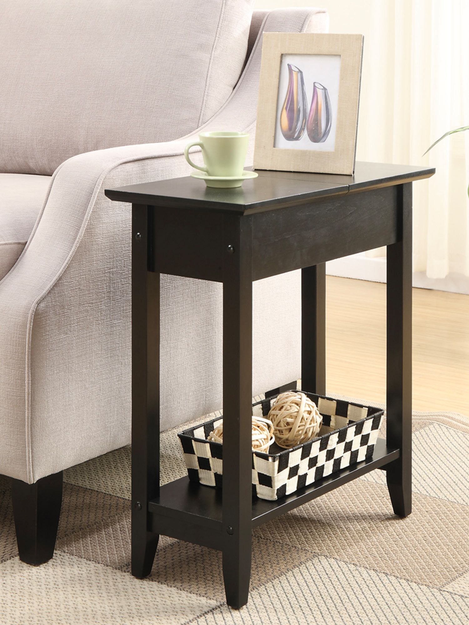 American Heritage Flip Top End Table with Shelf