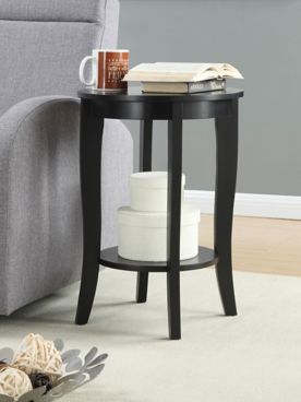American Heritage Round End Table with Shelf
