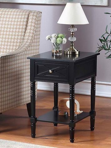 Country Oxford End Table with Charging Station and Shelf - Image 1 of 7