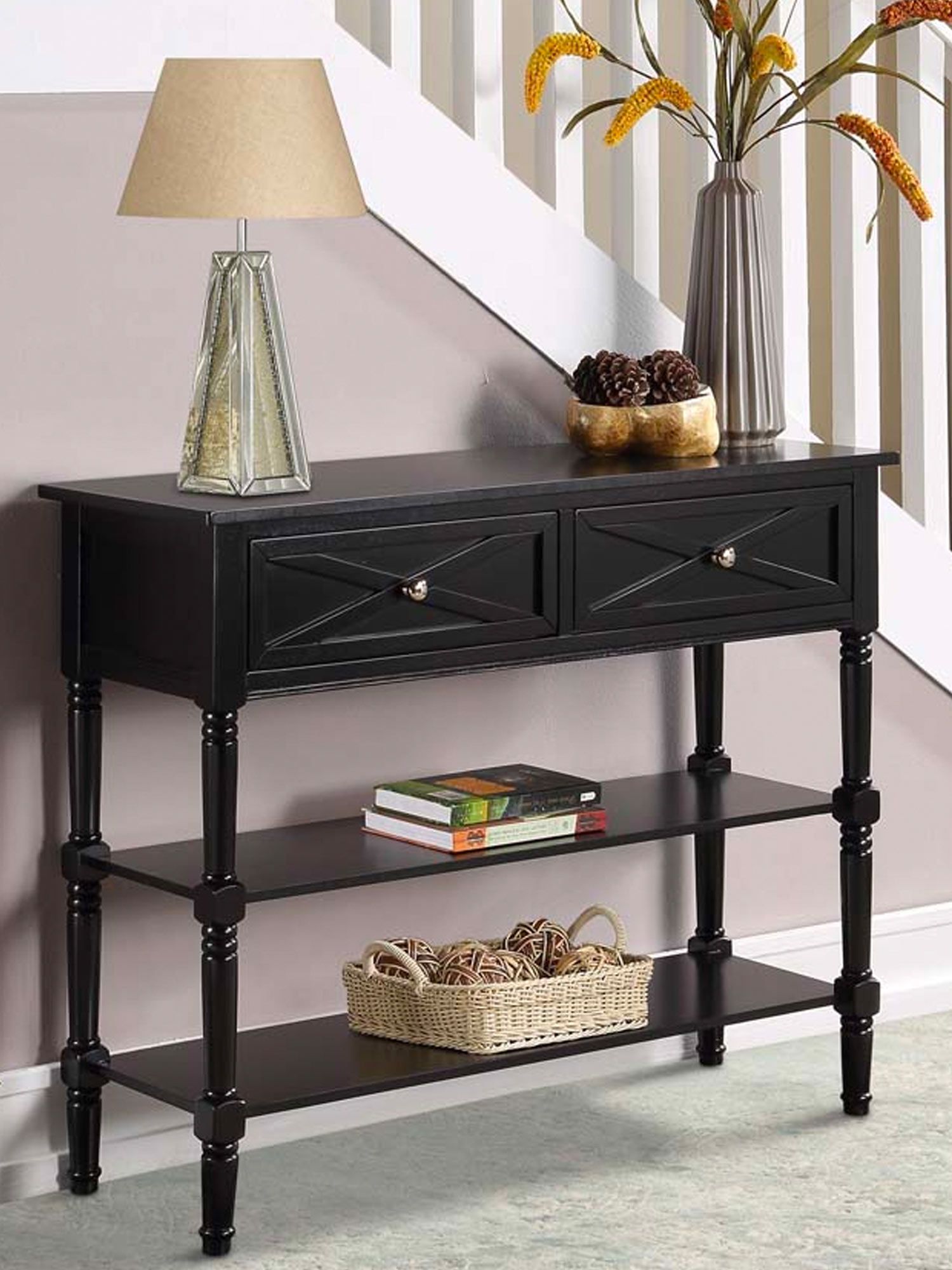 Country Oxford 2 Drawer Console Table with Shelves