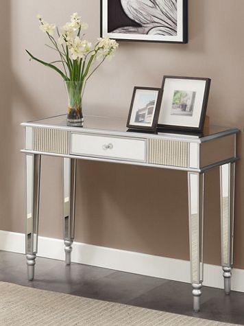 French Country 1 Drawer Mirrored Desk/Console Table - Image 1 of 2