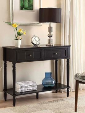 French Country 2 Drawer Hall Table with Shelf
