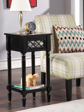 French Country Khloe Deluxe 1 Drawer Accent Table with Shelf