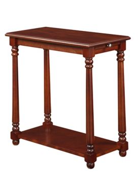 French Country Regent Chairside End Table with Pull-Out Shelf