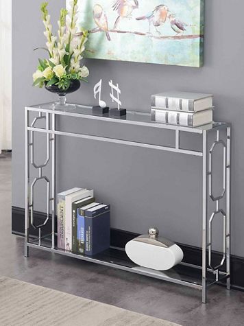 Omega Chrome Console Table with Shelf - Image 1 of 1