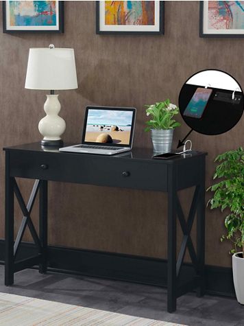 Oxford 1 Drawer 42 inch Desk with Charging Station - Image 1 of 4