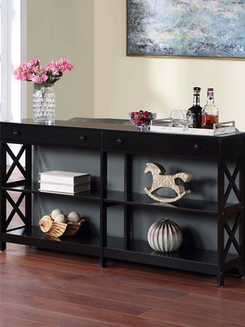 Oxford 2 Drawer 60 inch Console Table with Shelves - Image 1 of 2