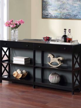 Oxford 2 Drawer 60 inch Console Table with Shelves