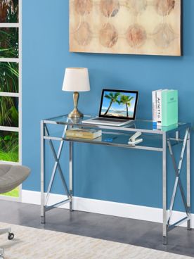 Oxford Chrome 42 inch Desk with Shelf