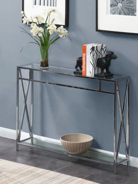 Oxford Chrome Console Table with Shelf