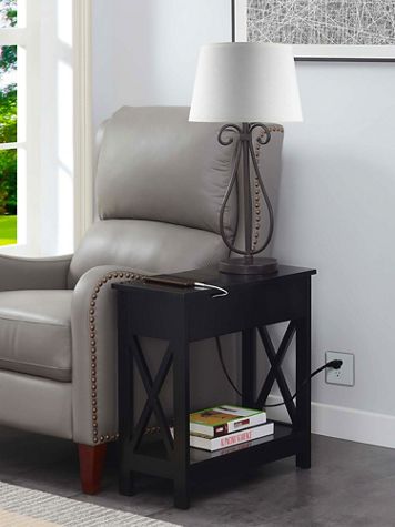 Oxford Flip Top End Table with Charging Station and Shelf - Image 1 of 7