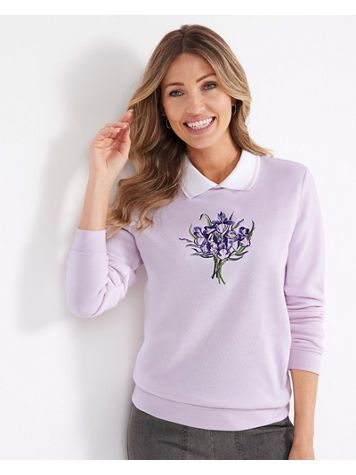 Haband Women’s Embroidered Fleece Sweatshirt - Image 1 of 5