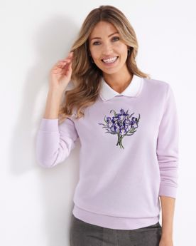 Haband Women’s Embroidered Fleece Sweatshirt