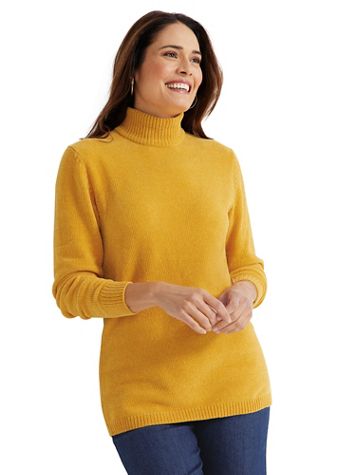 Haband Women’s Waffle Stitch Chenille Turtleneck Sweater - Image 1 of 4