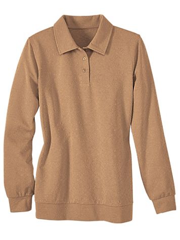 Haband Women’s Banded Bottom Textured Polo, Long Sleeves - Image 1 of 3