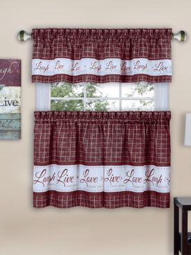 Live, Love, Laugh Window Curtain Tier Pair and Valance Set