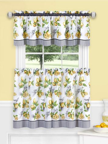 Lemon Drop Tier and Valance Window Curtain Set - Image 2 of 2