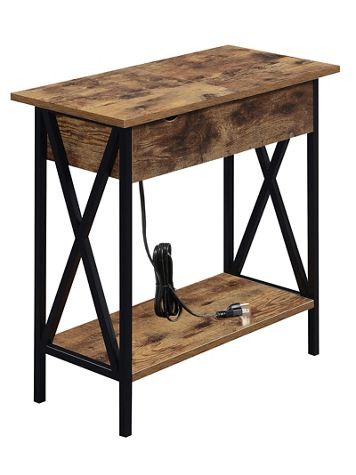 Tucson Flip Top End Table with Charging Station and Shelf - Image 1 of 4