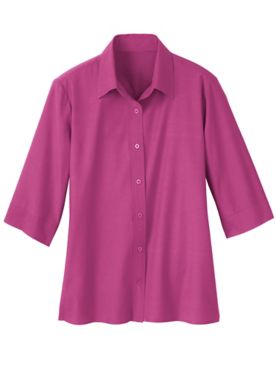 Haband Women’s 3/4-Sleeve Poplin Wonder Shirt, Solid