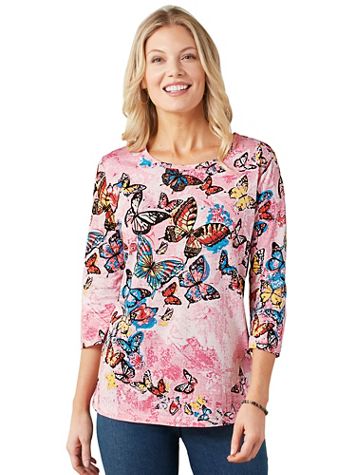 Haband Women’s 3/4-Sleeve Print Artista Knit Top  - Image 1 of 11