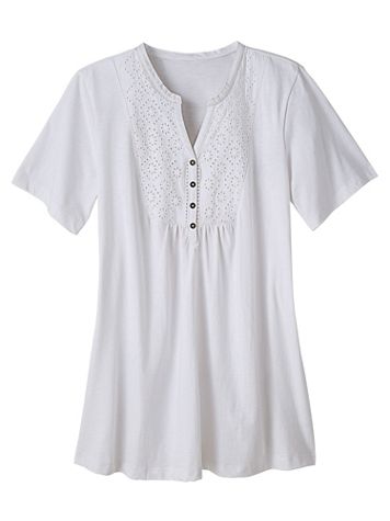 Haband Women’s Eyelet Henley Knit Tunic  - Image 1 of 1