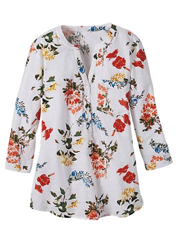 Haband Women's Linen-Look Cotton Tunic, 3/4 Sleeves - Image 1 of 4
