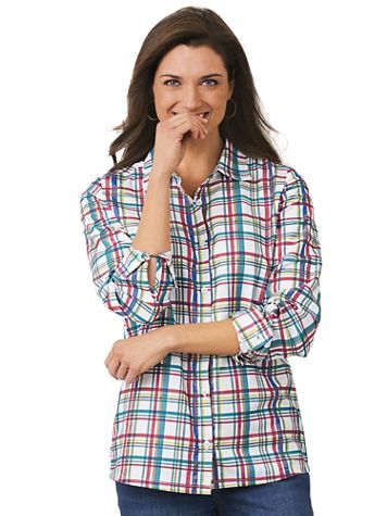 Haband Women’s Yarn Dyed Button Front Shirt  - Image 1 of 5