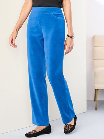 Premium Velour Straight Leg Pull-On Pants by D&D Lifestyle™ - Image 1 of 6