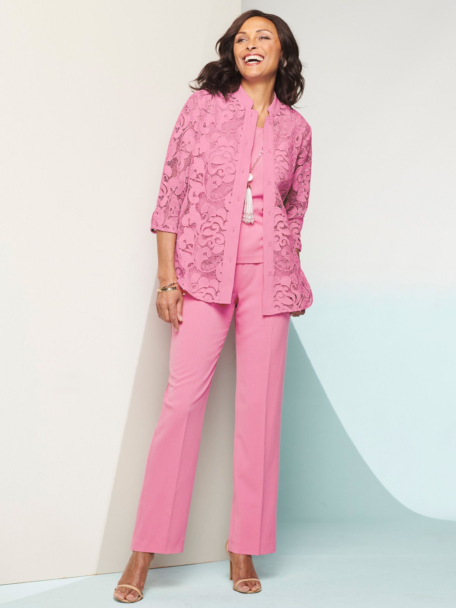 Lovely Lace Shirt & Look-Of-Linen Separates